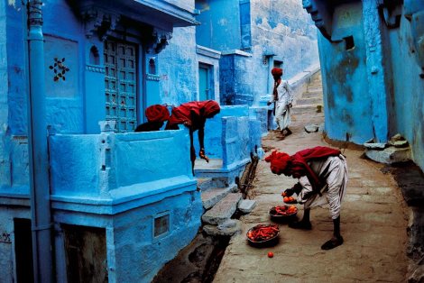 Rajasthan blue buildings and locals